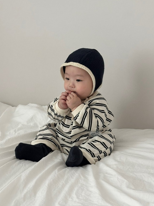 Second image of SLOUCHY STRIPE ROMPER in Off-White