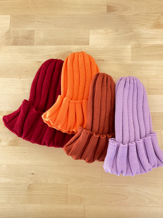 Second image of RIB KNIT BABY BEANIE in Lilac