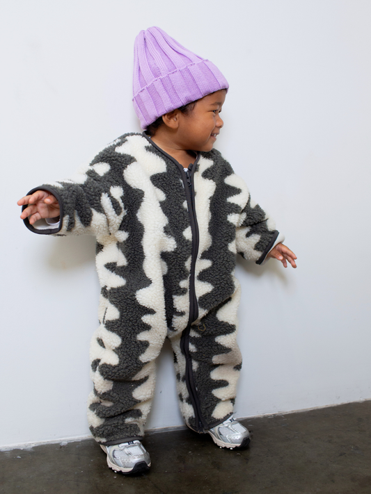 Second image of WAVELENGTH SHERPA FLEECE STROLLER SUIT in Charcoal