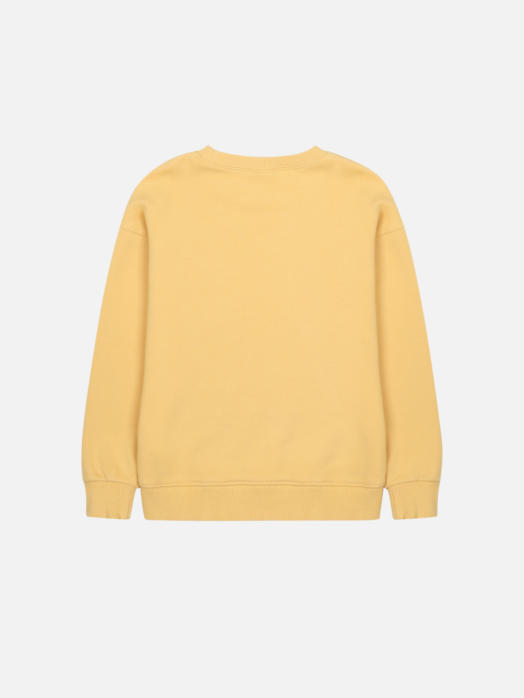 The MELODY SWEATSHIRT, in plain yellow, is shown laid flat and displayed from the back on a white background