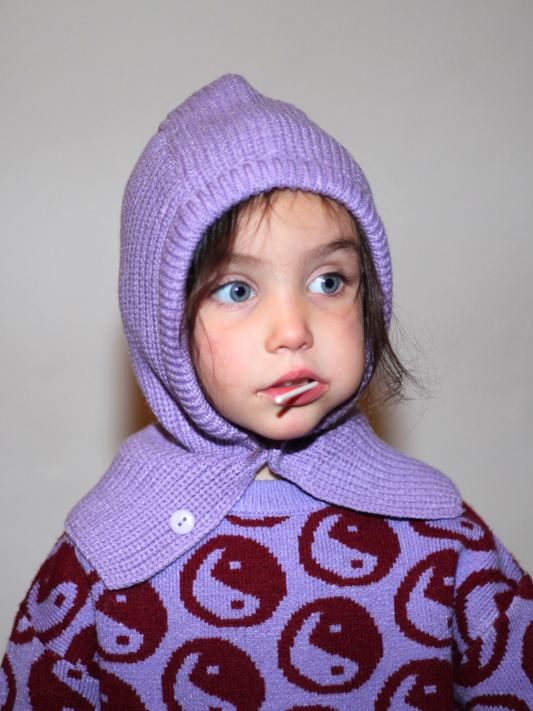 Second image of BUTTON HOODED HAT in Purple