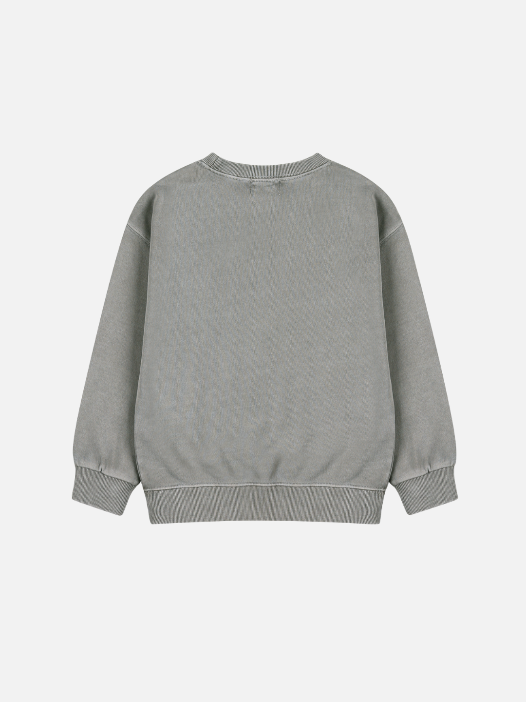 The CHECKMATE PIGMENT SWEATSHIRT, shown laid flat with the back up on a white background, is an affordable staple—no hidden costs or tariffs.
