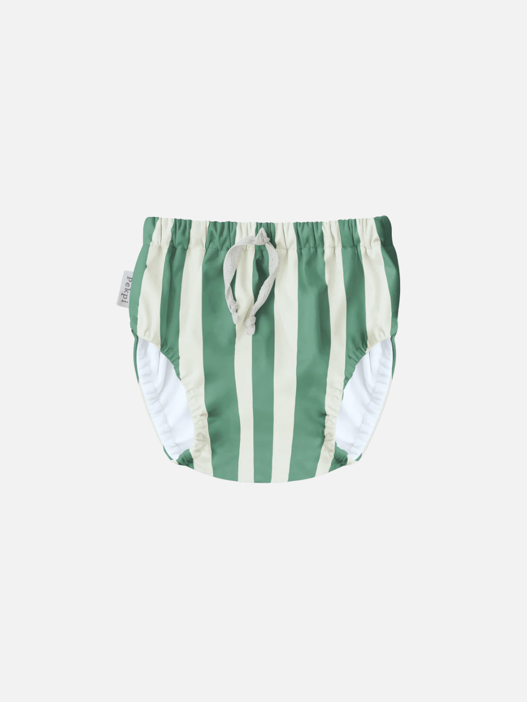 Jungle | Pekpi's SWIM DIAPER in Jungle features buttery-soft recycled fabric and a drawstring, against a white background. This stylish, reusable diaper ensures comfort and sustainability for your little one.