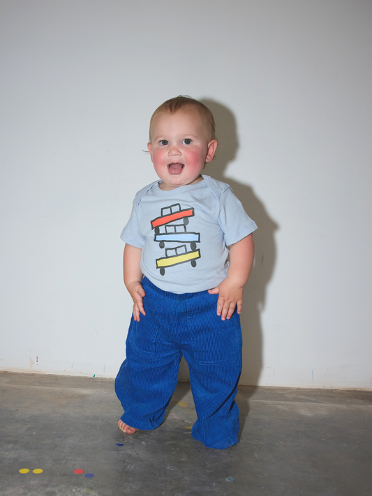 Second image of TRIPLE CAR BABY TEE in Blue