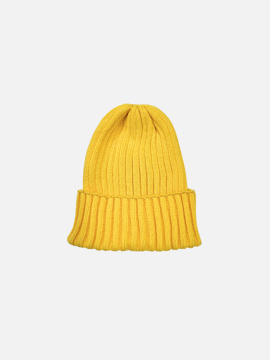 Image of COTTON RIB KNIT BEANIE in Yellow
