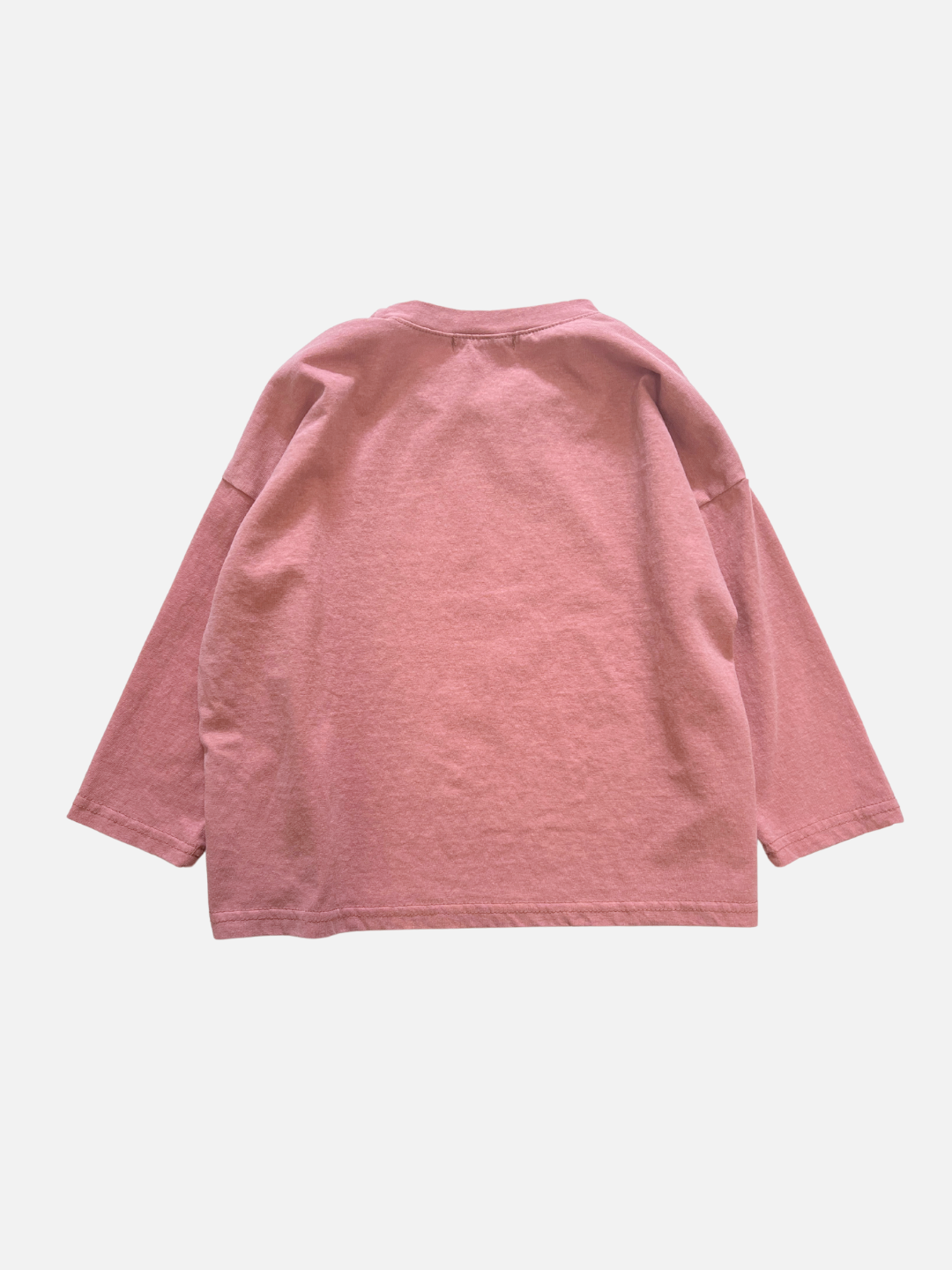 Faded Red | | The MUSHROOM LONG SLEEVE TEE in pink is displayed flat on a white background, showcasing the back.