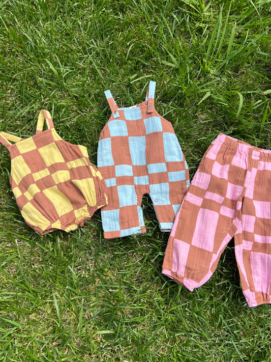 Second image of MUSLIN PULL ON PANT in Pink Checkers