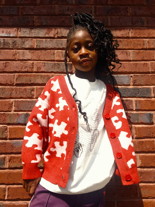 Second image of PUZZLE CARDIGAN in Red