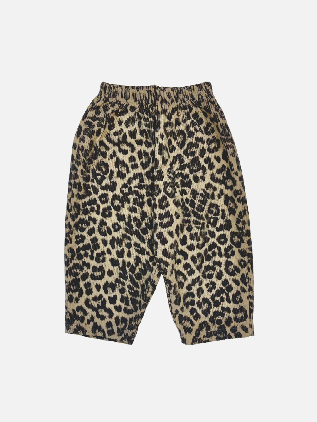 Light | LEOPARD CORDUROY PANTS in light color from a trendy Korean brand, featuring a bold leopard print and displayed on a plain white background.