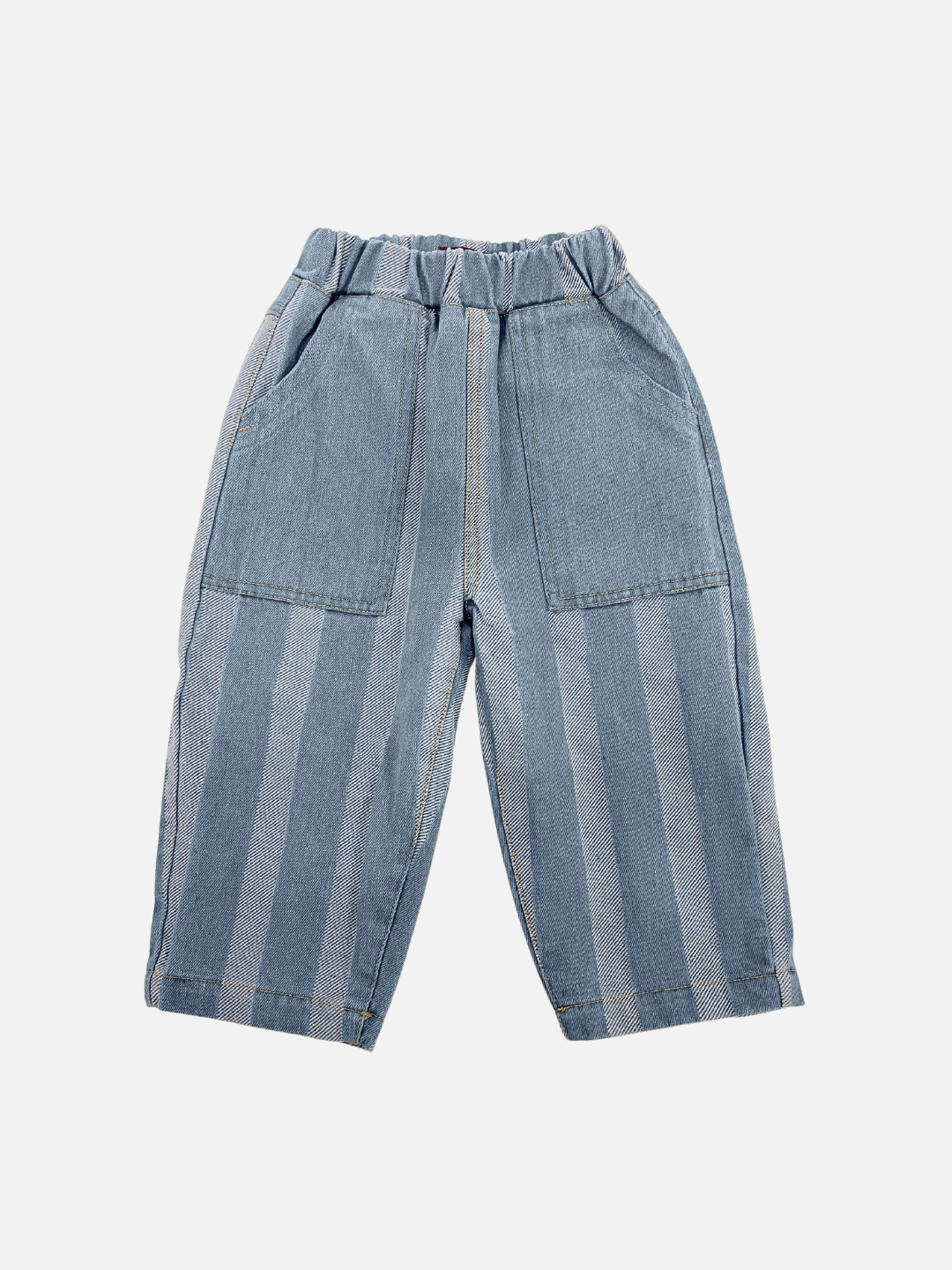 Light Wash | The Stripe Double Trouble Jeans in a light wash are perfect for toddlers, featuring large front pockets and a comfortable elasticated waist for easy wear.