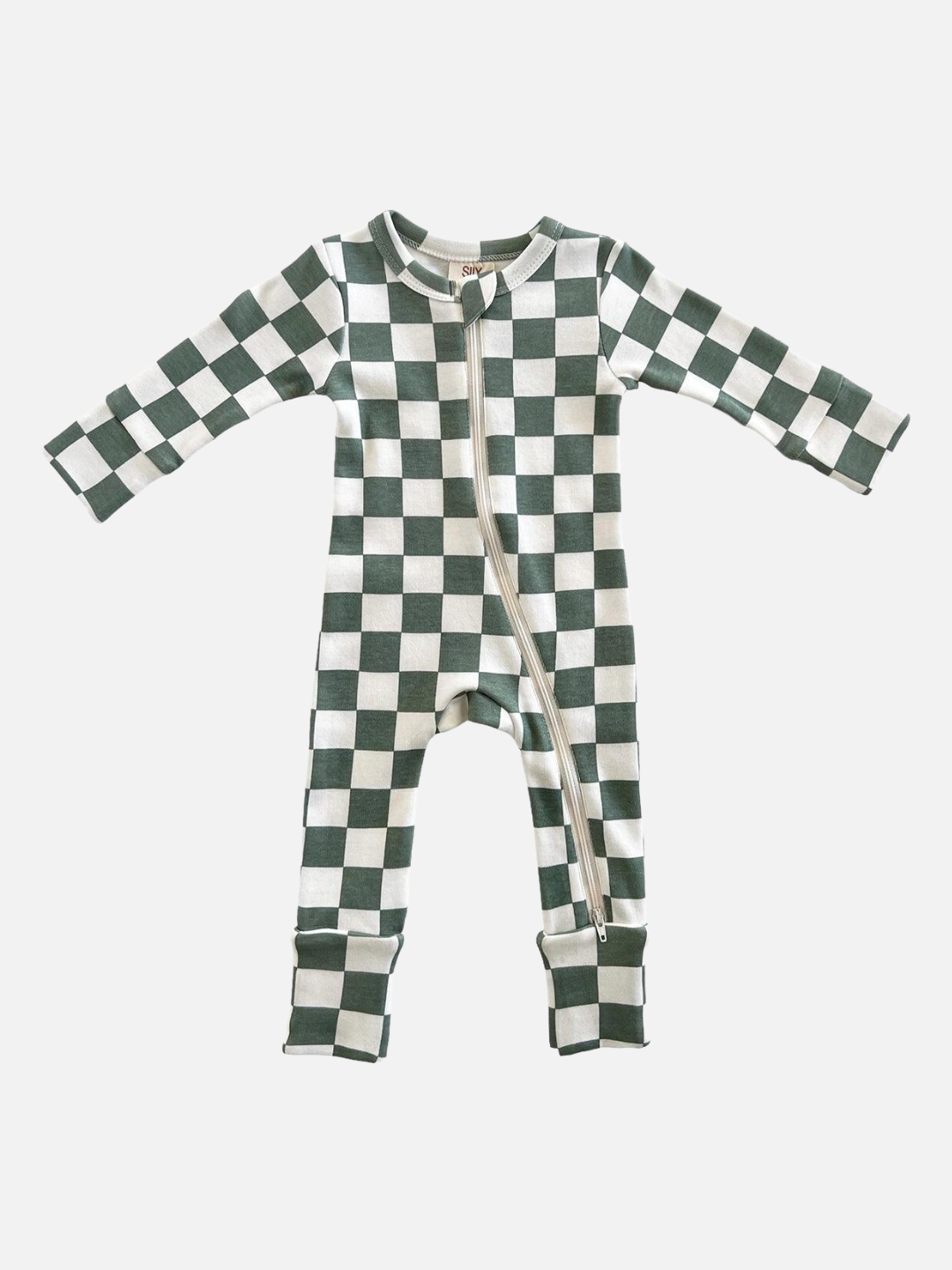 CHECKERBOARD ZIPPER SLEEPSUIT