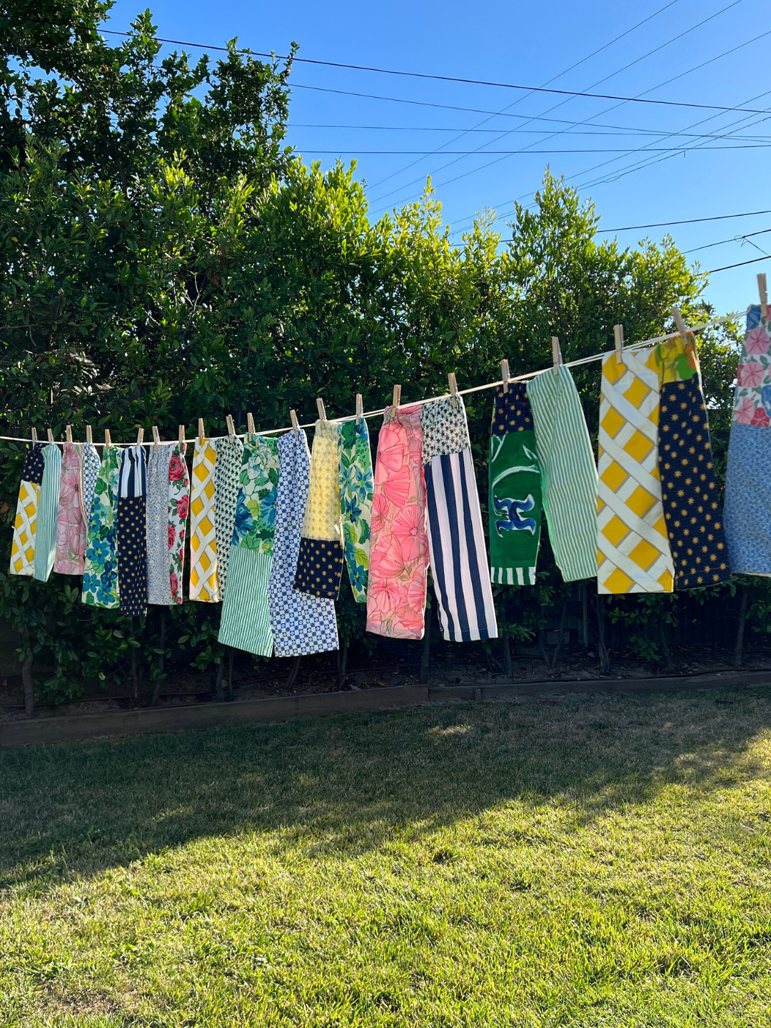 MMOODY PANTS - HIBISCUS + BIG STRIPES 4Y