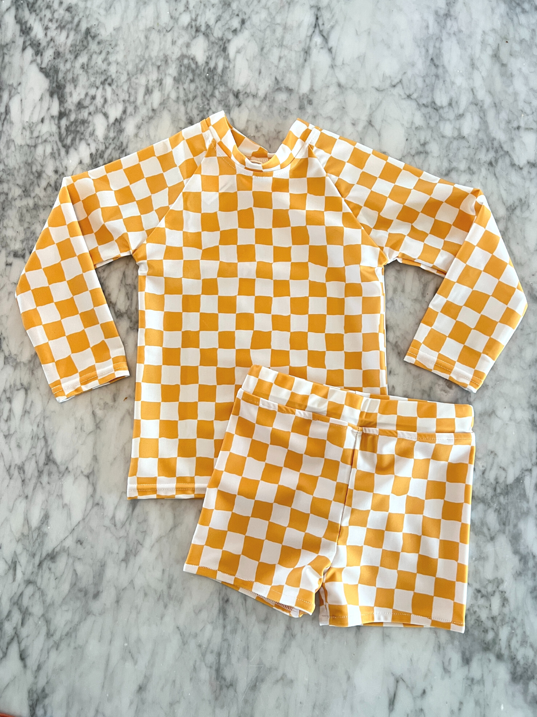 YELLOW CHECK SWIM TRUNKS UPF 50+