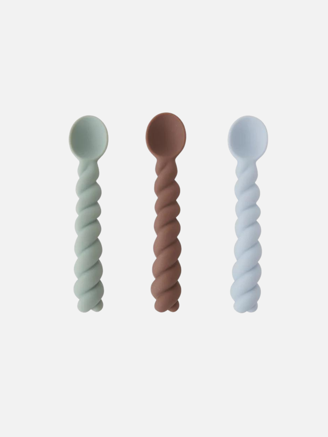 Dusty Blue / Taupe / Pale Mint | Three rubber kids spoons