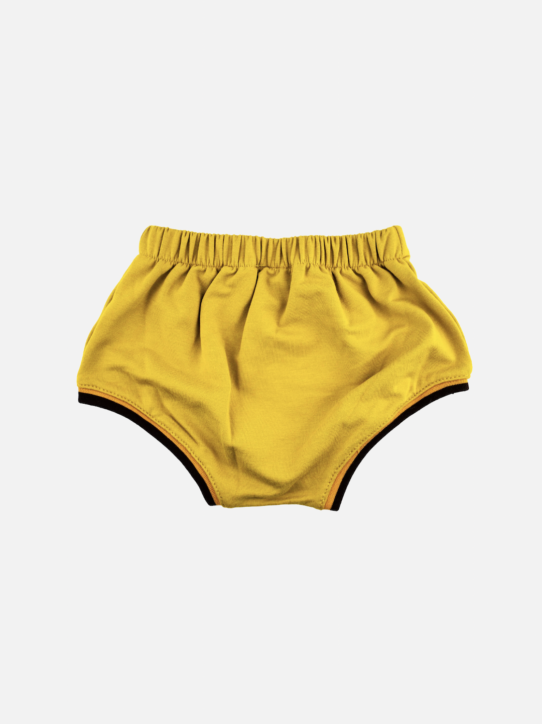Sunshine | Sunshine yellow kids' bloomers with black trim at leg holes, back view