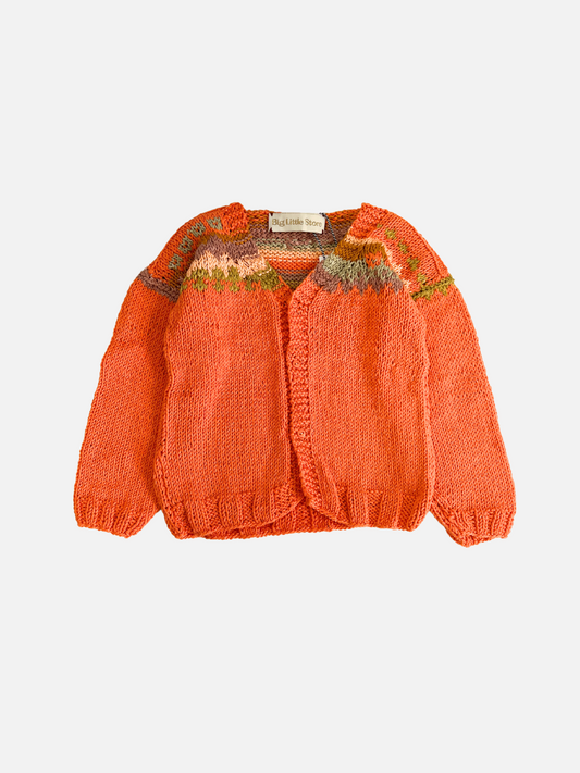 Image of HAND-KNITTED COTTON CARDIGAN - 1-2Y in Orange