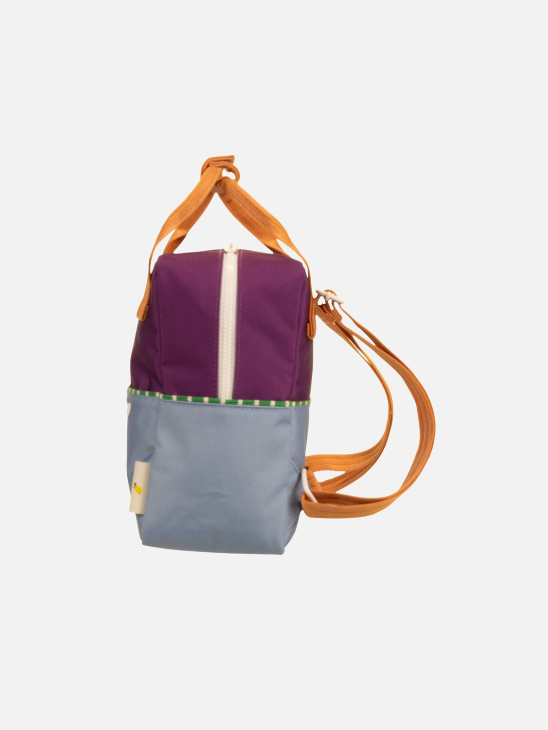 Purple Tights | Side view of the kids Small Better Together Colourblocking Backpack in Purple Tights. 