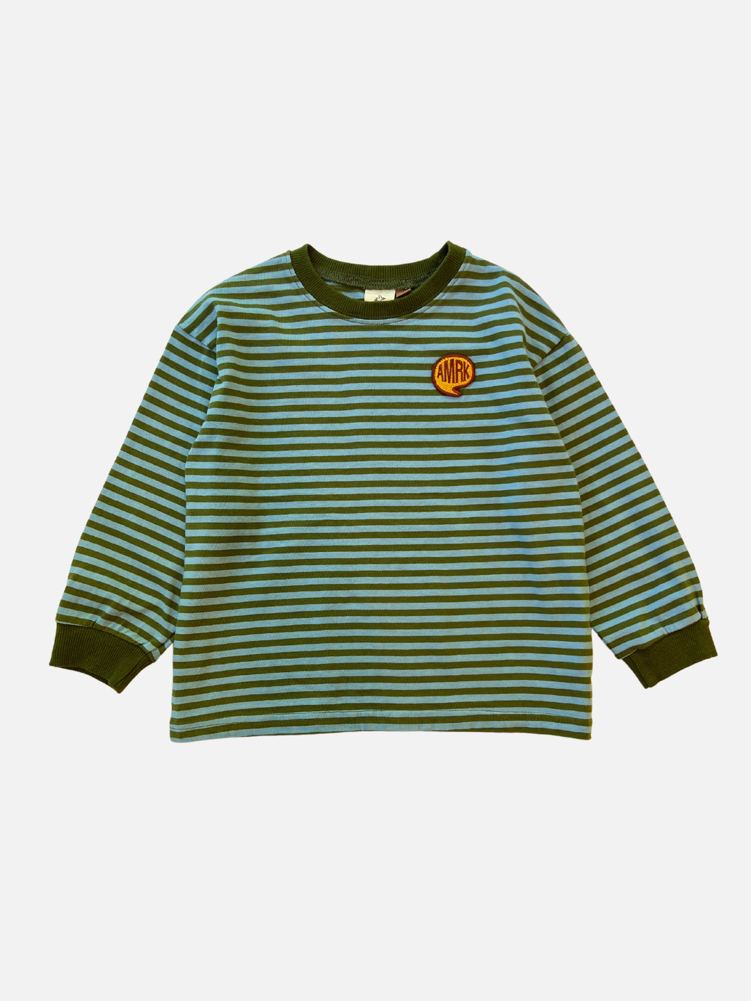 Sky/Olive | Comma Striped Longsleeve in Sky/Olive Front View
