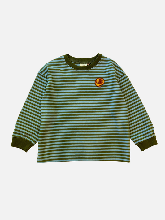 Image of COMMA STRIPED LONGSLEEVE in Sky/Olive
