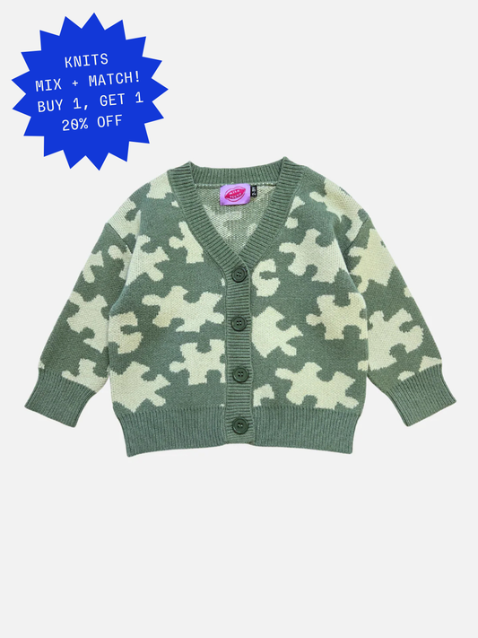 Image of PUZZLE CARDIGAN in Green