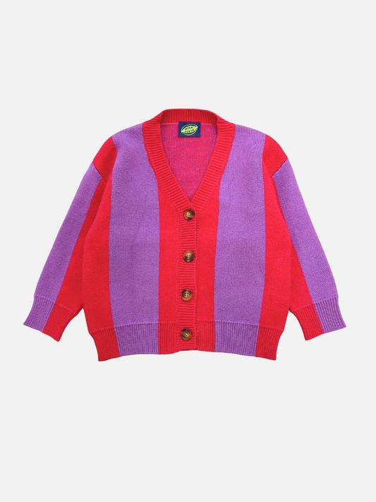 Image of STRIPE CARDIGAN in Red