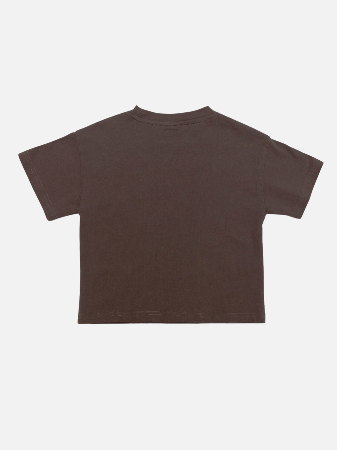 Dark Brown | A dark brown short-sleeve t-shirt shown from the back, laid flat against a light gray background.