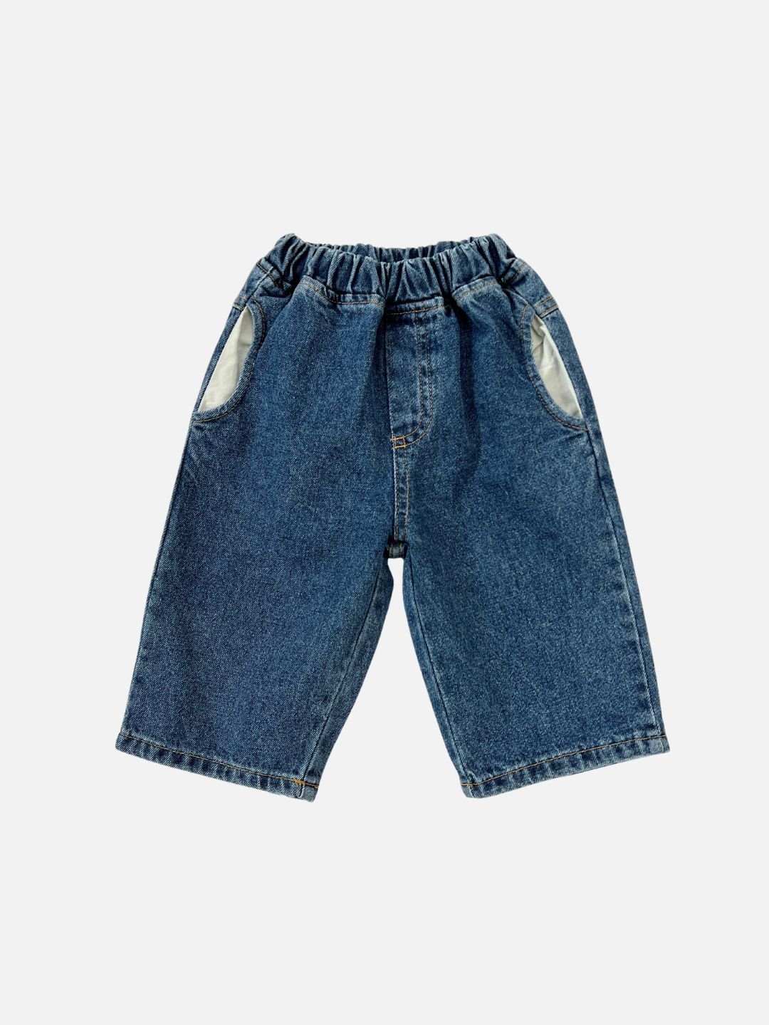 Medium Wash | Front view of baby Mini Jeans in Dark Denim