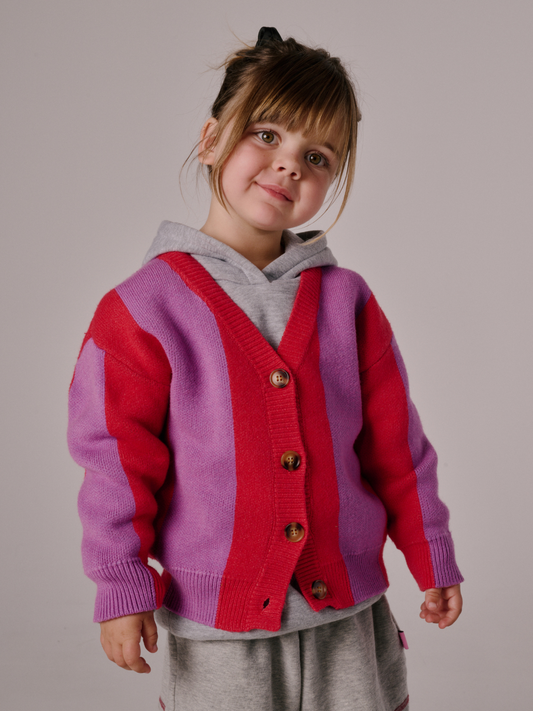 Second image of STRIPE CARDIGAN in Red