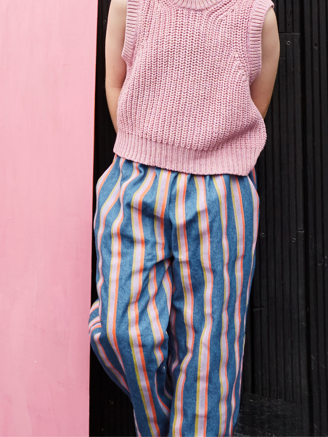 EVER DENIM WIDE-LEG STRIPED TROUSER