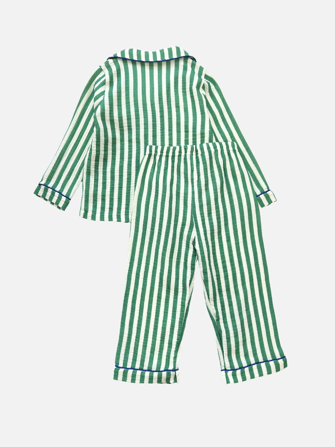 Green Stripe | The MOVIE NIGHT SET includes green and white striped long-sleeve set made from breathable fabric for all-night comfort.