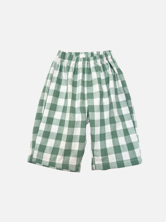 Image of GINGHAM BABY PANTS in Green + White