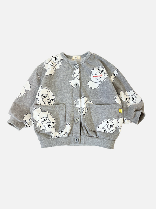 Image of POODLE BUTTON DOWN SWEATSHIRT in Grey