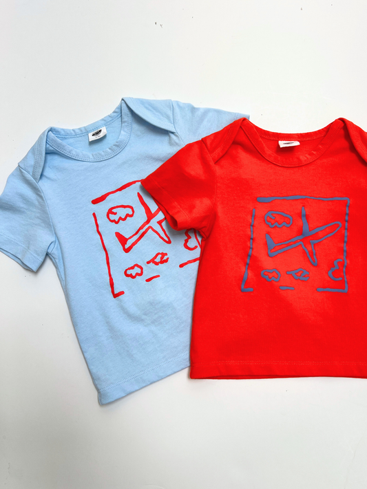 Second image of AIRPLANE BABY TEE in Red