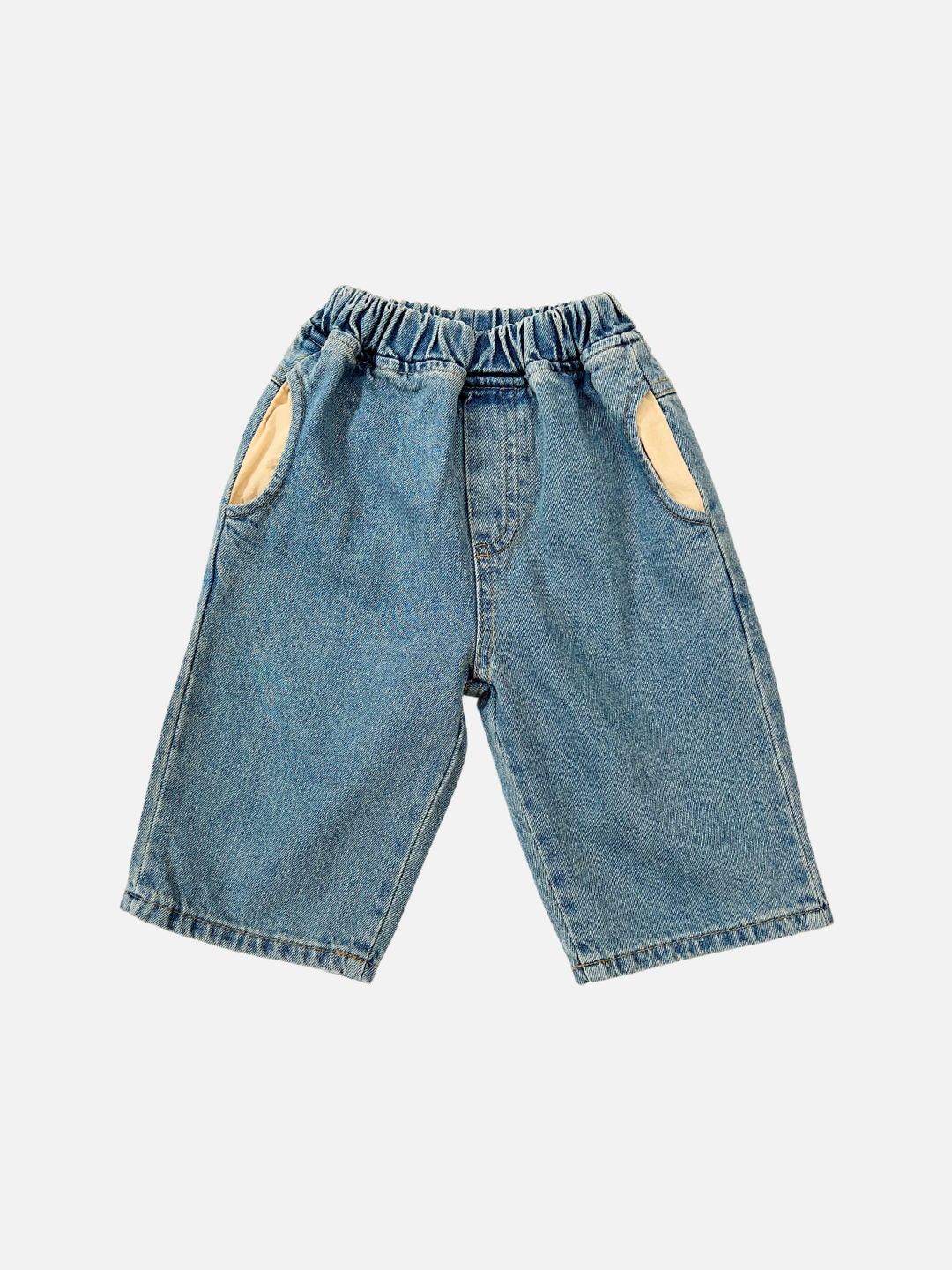 Light Wash | Front view of baby mini jeans in light denim