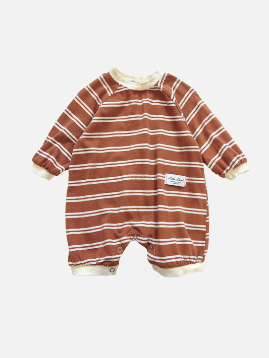 Image of SLOUCHY STRIPE ROMPER in Terracotta