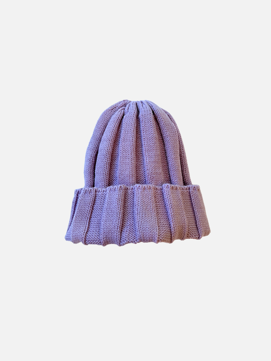A kids' knitted beanie in lilac