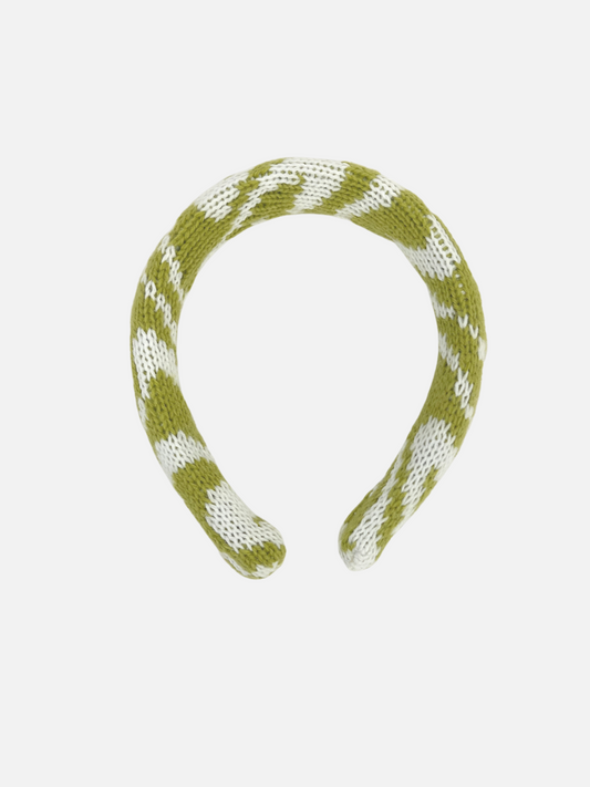 Image of PUFFY KNIT HEADBAND in Green/White Swirl
