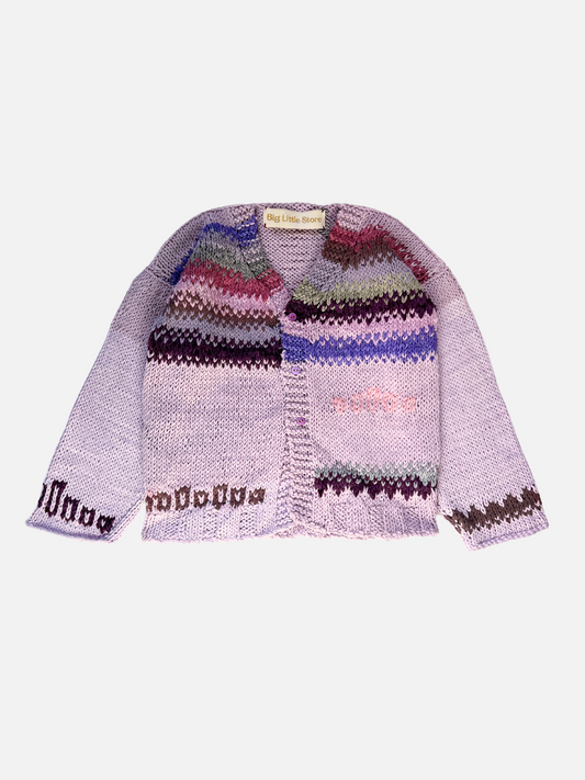 Image of HAND-KNITTED COTTON CARDIGAN - 2-3Y in Lavender