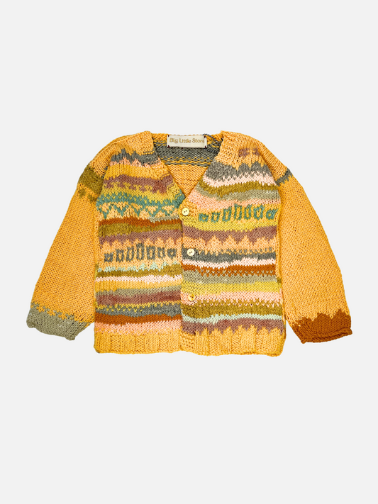 Image of HAND-KNITTED COTTON CARDIGAN - 2-3Y in Yellow