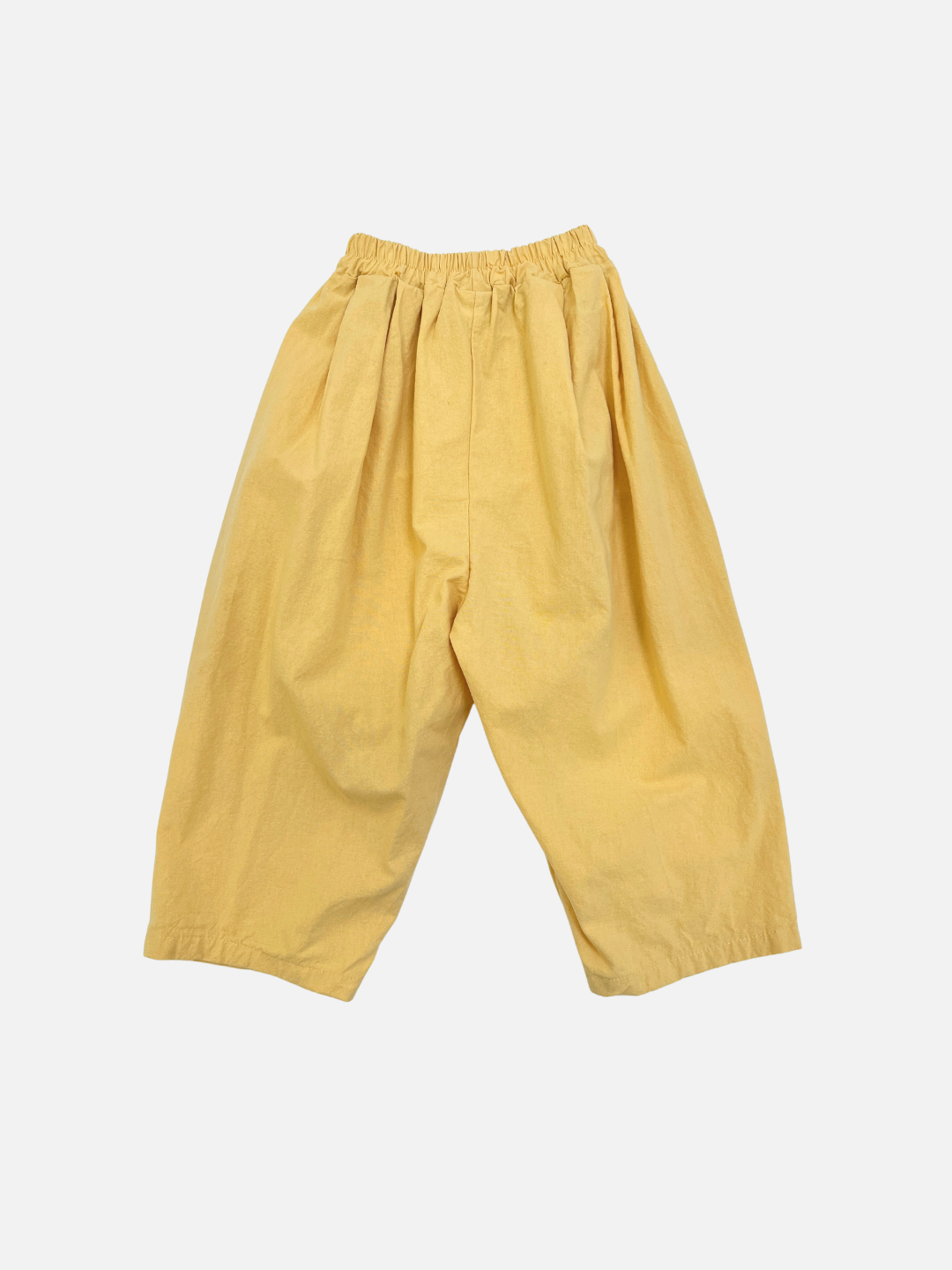 Yellow | The GARDEN COTTON PANT features a relaxed, wide-leg fit, ankle length, elastic waistband, and comes in yellow. Shown flat on a white background.