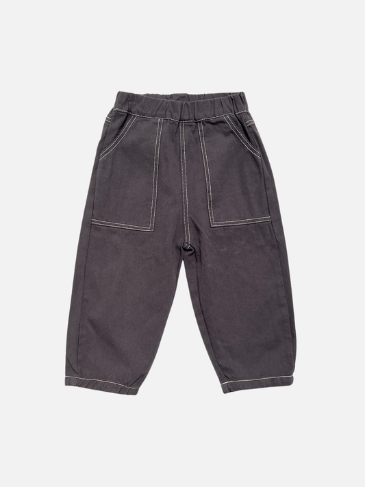 Image of TOPSTITCH TWILL PANTS in Charcoal