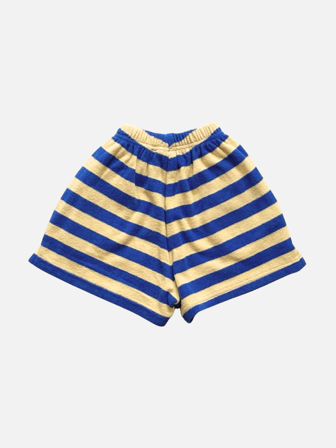A back view of the kid's Riviera Shorts in blue/yellow