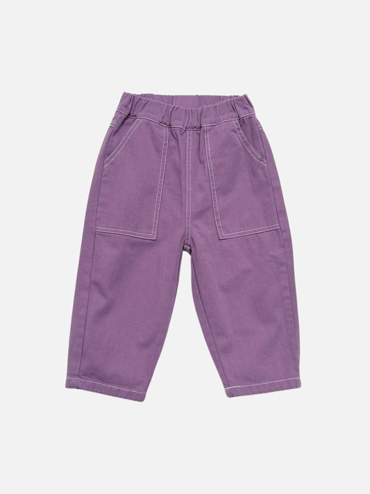 Image of TOPSTITCH TWILL PANTS in Purple