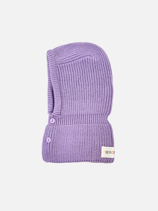 Image of BUTTON HOODED HAT in Purple