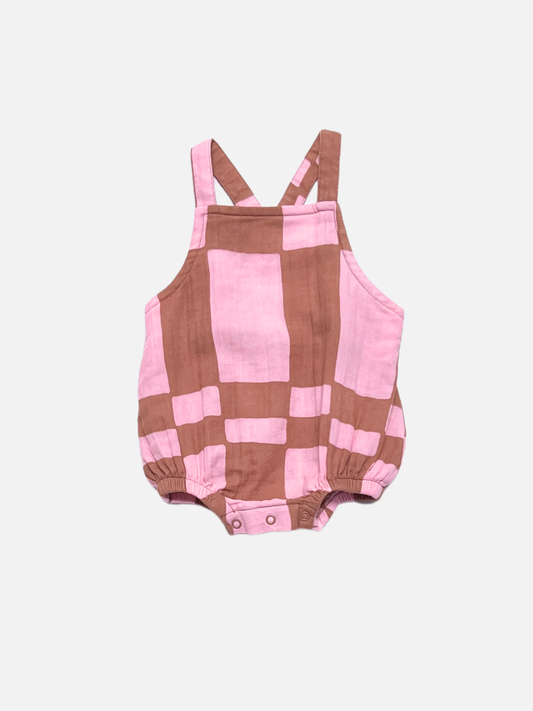 Image of MUSLIN SUNSUIT in Pink Checkers