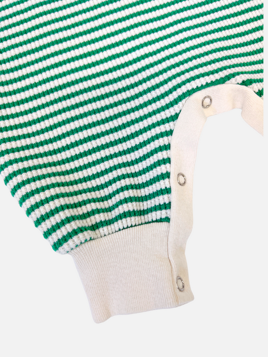 Second image of STRIPE WAFFLE ROMPER SET in Green