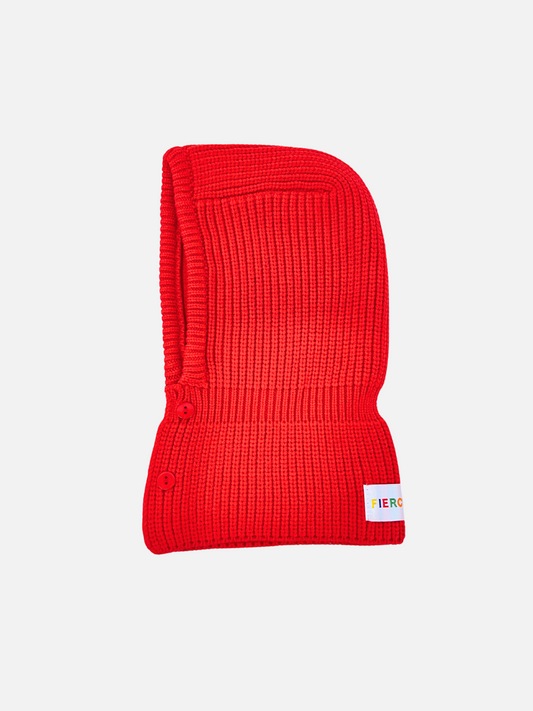 Image of BUTTON HOODED HAT in Red