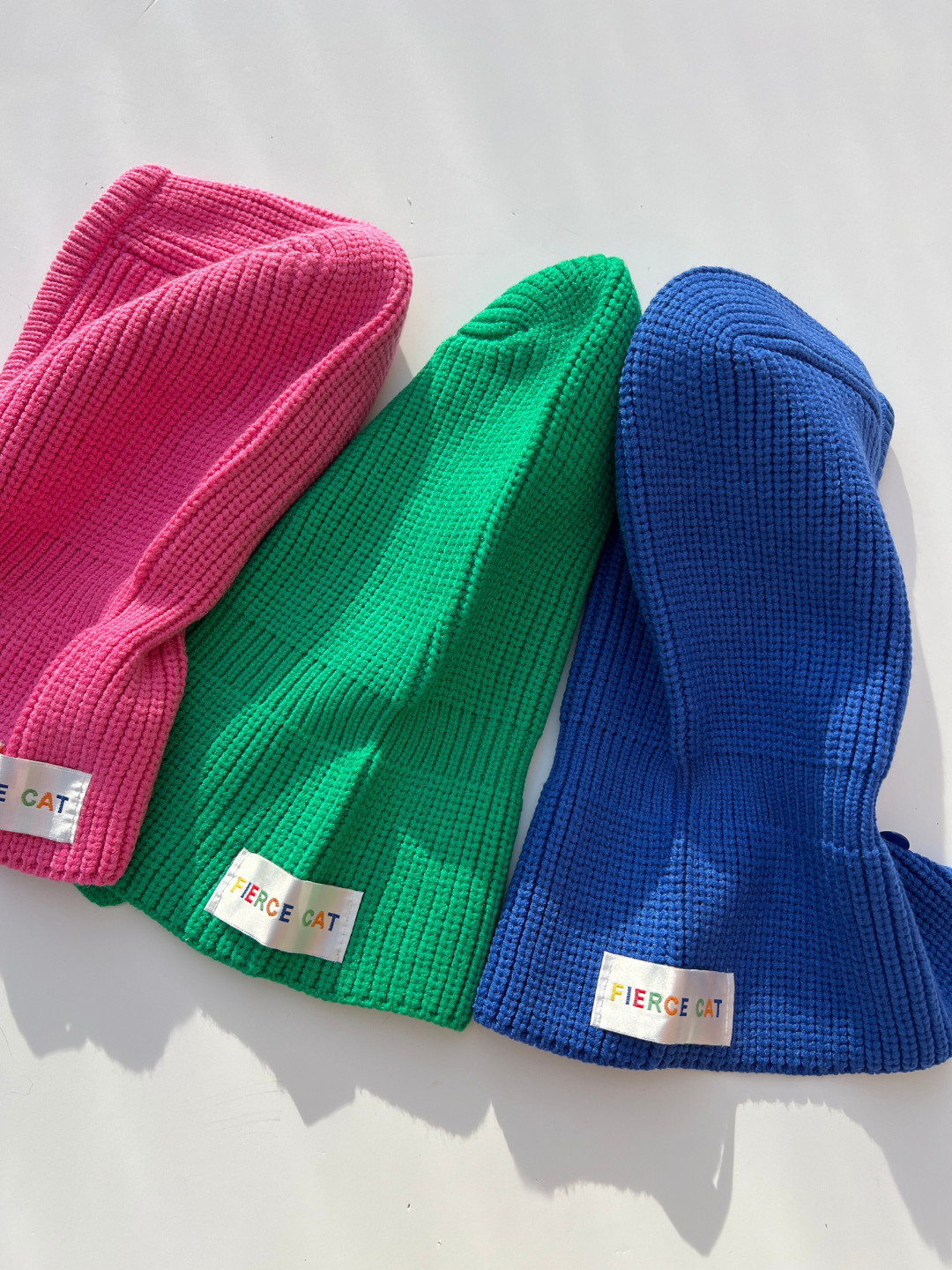 Blue | "Fierce Cat" Logo on raspberry, green, and blue balaclavas