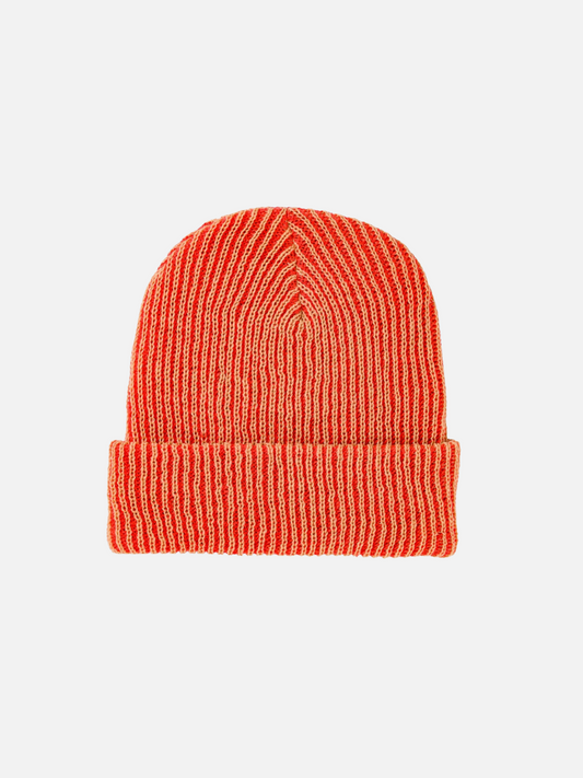 Image of TWO-TONE RIB KNIT BEANIE in Camel Poppy