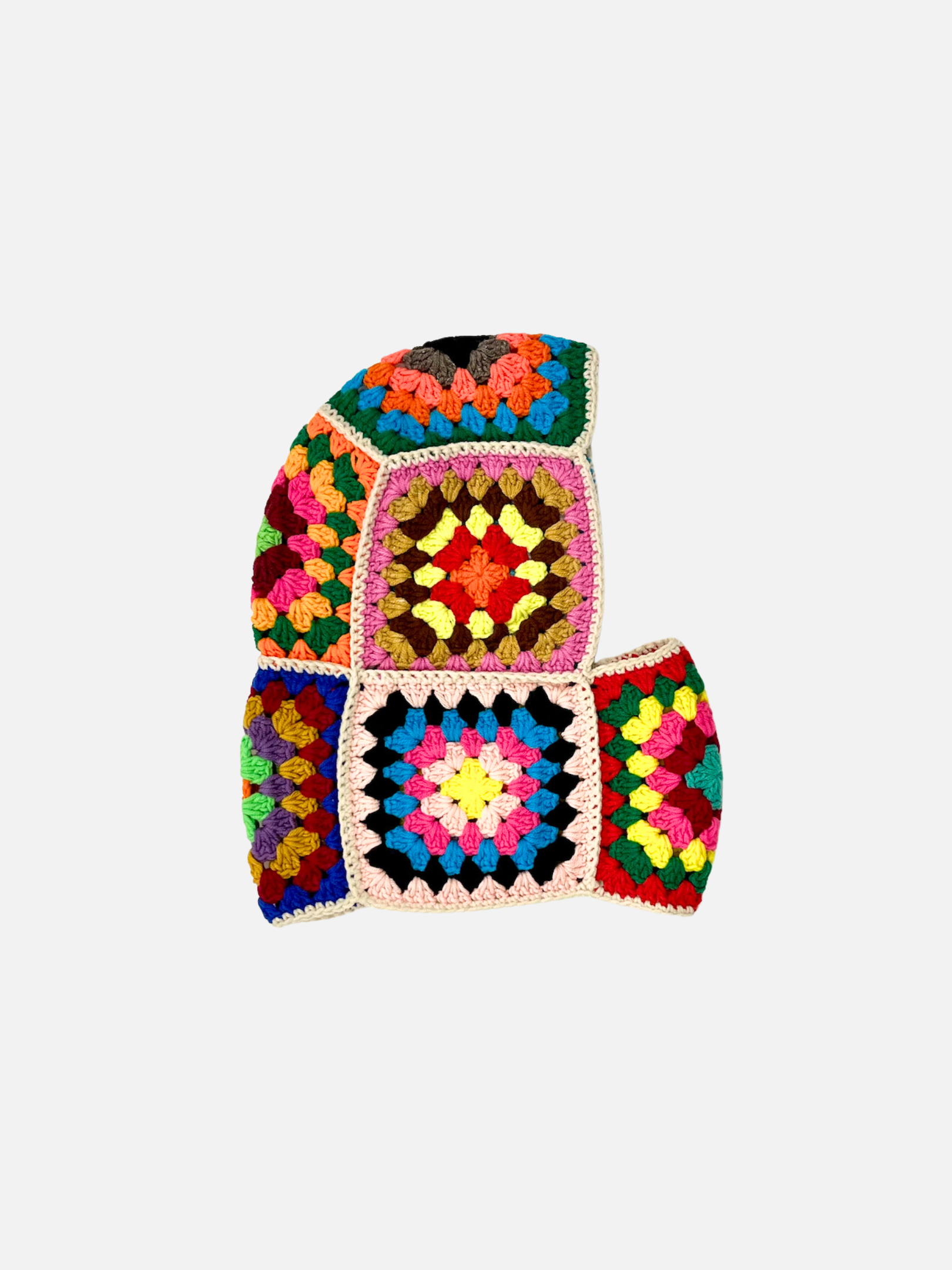 Side view of the handmade colorful kids balaclava